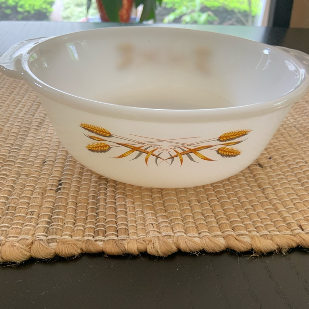 VTG Fire king wheat casserole dish